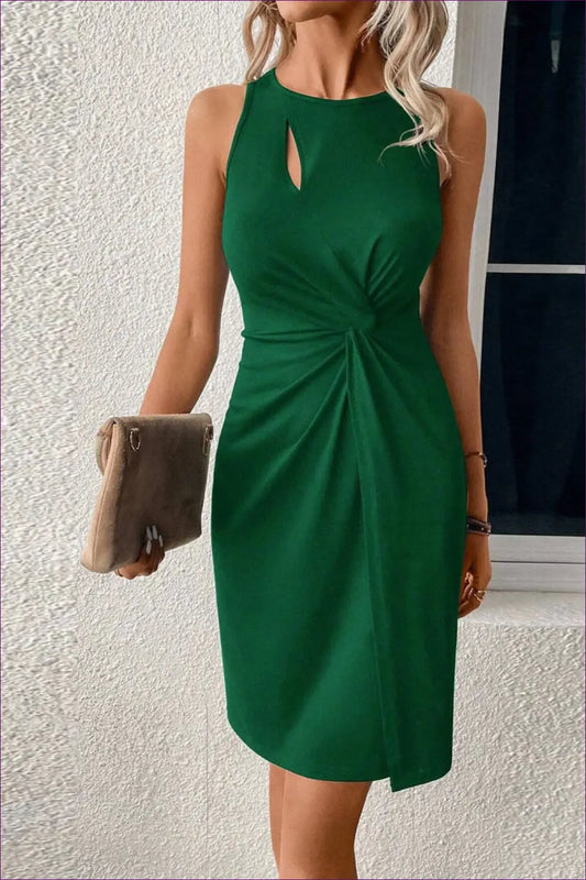 Make a Bold Statement With Our Seductive Hollow Out Sleeveless Sheath Dress. Irresistible Charm