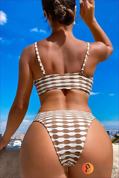 Discover The Seductive Hollow Out Striped Bikini Set, Perfect For Embracing Your Boho Vibe And Making Waves.