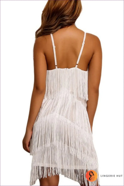 Elevate Your Style With Our Seductive Tassel Stitching Backless Dress. Designed To Ignite Confidence