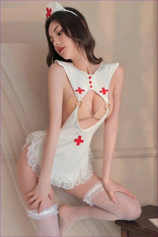 Experience Sensuality Like Never Before With Our See-through Roleplay Nurse Uniform. This Seductive Outfit