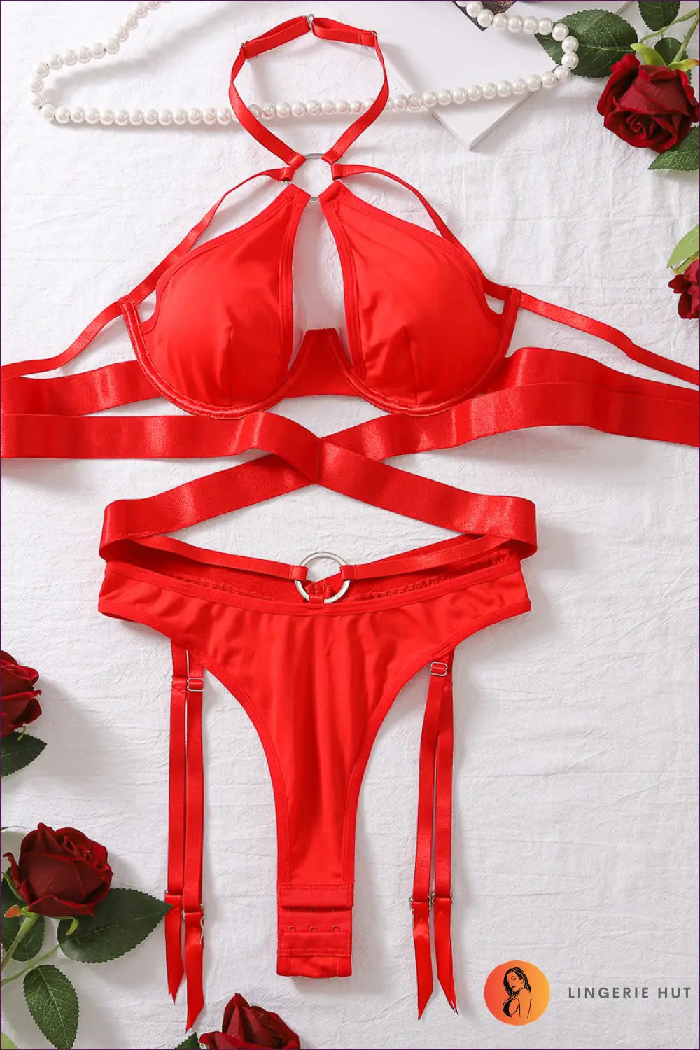 Sensational Red Strappy Lingerie Set - Ultimate Temptation For x