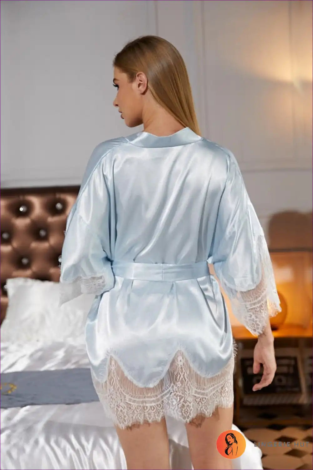 Indulge In Luxurious Comfort With Our Sensual Elegant Lace Bathrobe. Soft, Elegant, And Perfect For