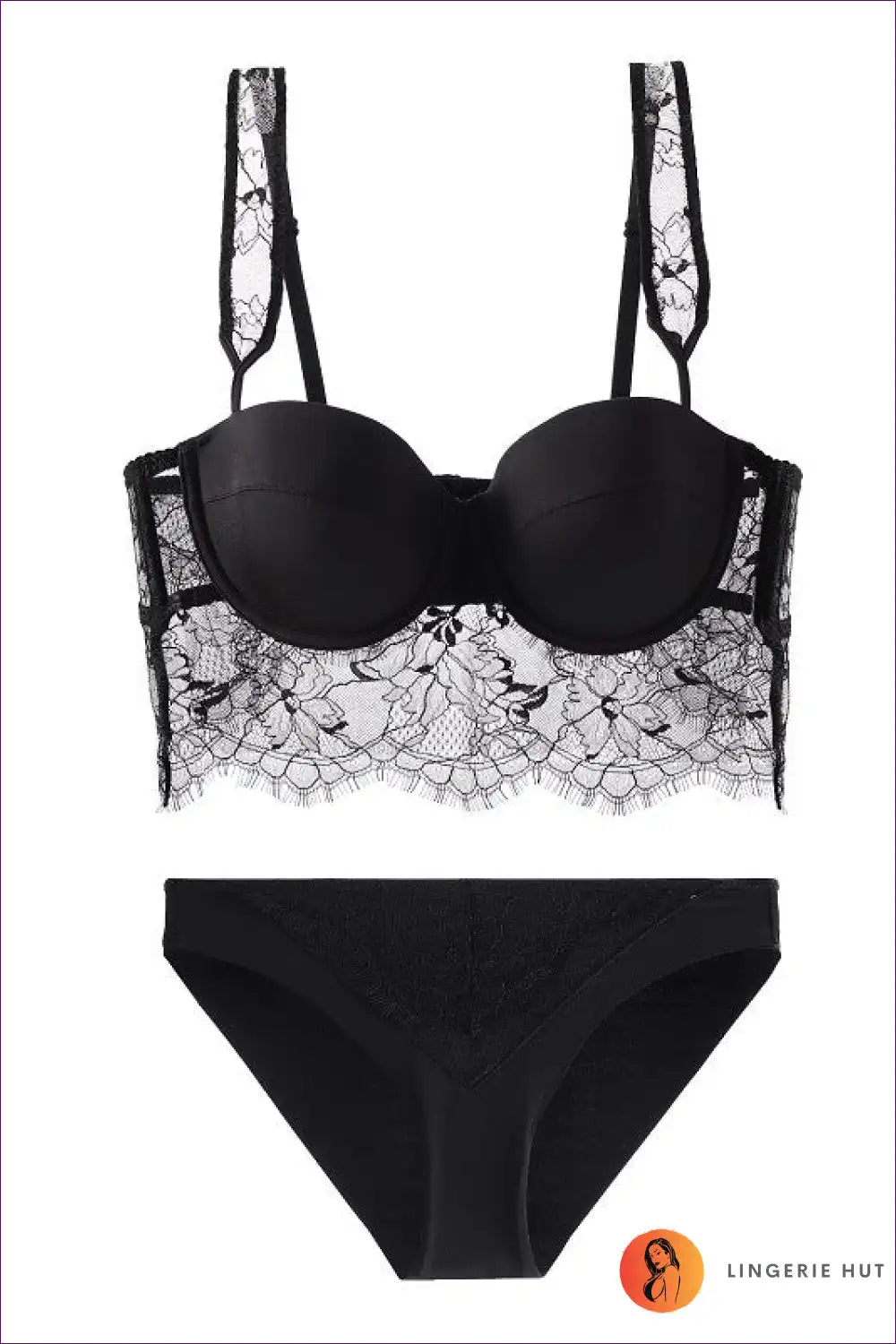 Experience Captivating Allure With Our French Underwear Lace Spaghetti Strap Tube Top And Beauty Back Bra Set!