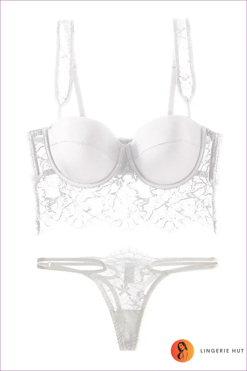 Experience Captivating Allure With Our French Underwear Lace Spaghetti Strap Tube Top And Beauty Back Bra Set!