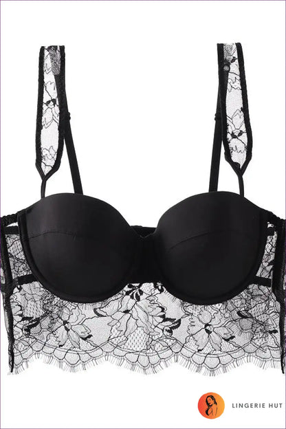 Experience Captivating Allure With Our French Underwear Lace Spaghetti Strap Tube Top And Beauty Back Bra Set!