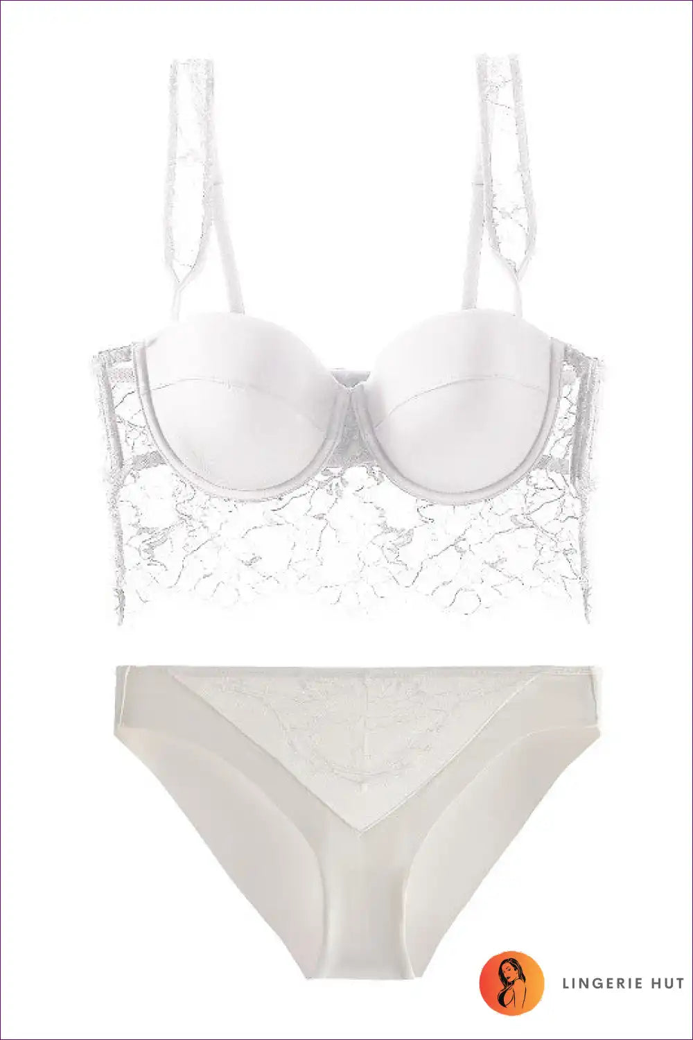 Experience Captivating Allure With Our French Underwear Lace Spaghetti Strap Tube Top And Beauty Back Bra Set!