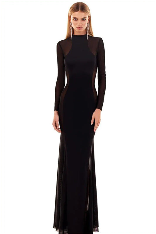 Unleash Your Inner Seductress With Our Sensuous Mesh Stitched Fishtail Dress. Captivate The Crowd Mesh