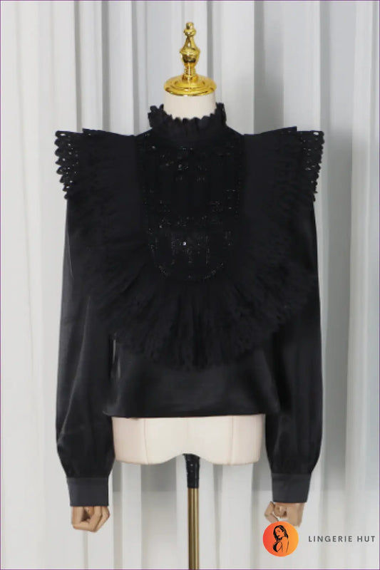 Sequin Blouse with Cutout Detail - Understated Glamour - Top - Lingerie Hut - Autumn • Evening Wear • Formal
