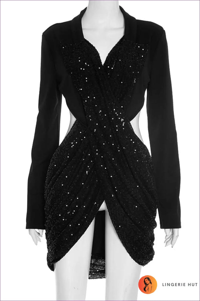 Sequin Bodycon Mini Dress with Cutout Back - Modern Glam