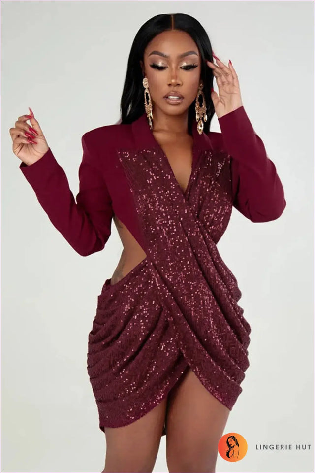 Sequin Bodycon Mini Dress with Cutout Back - Modern Glam