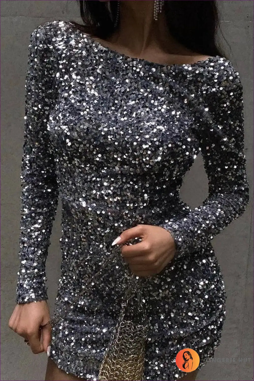 Sequin Bodycon Mini Dress - Dazzle All Night - Xs / Gray - Dresses - Lingerie Hut - All Season • Date Night • Evening