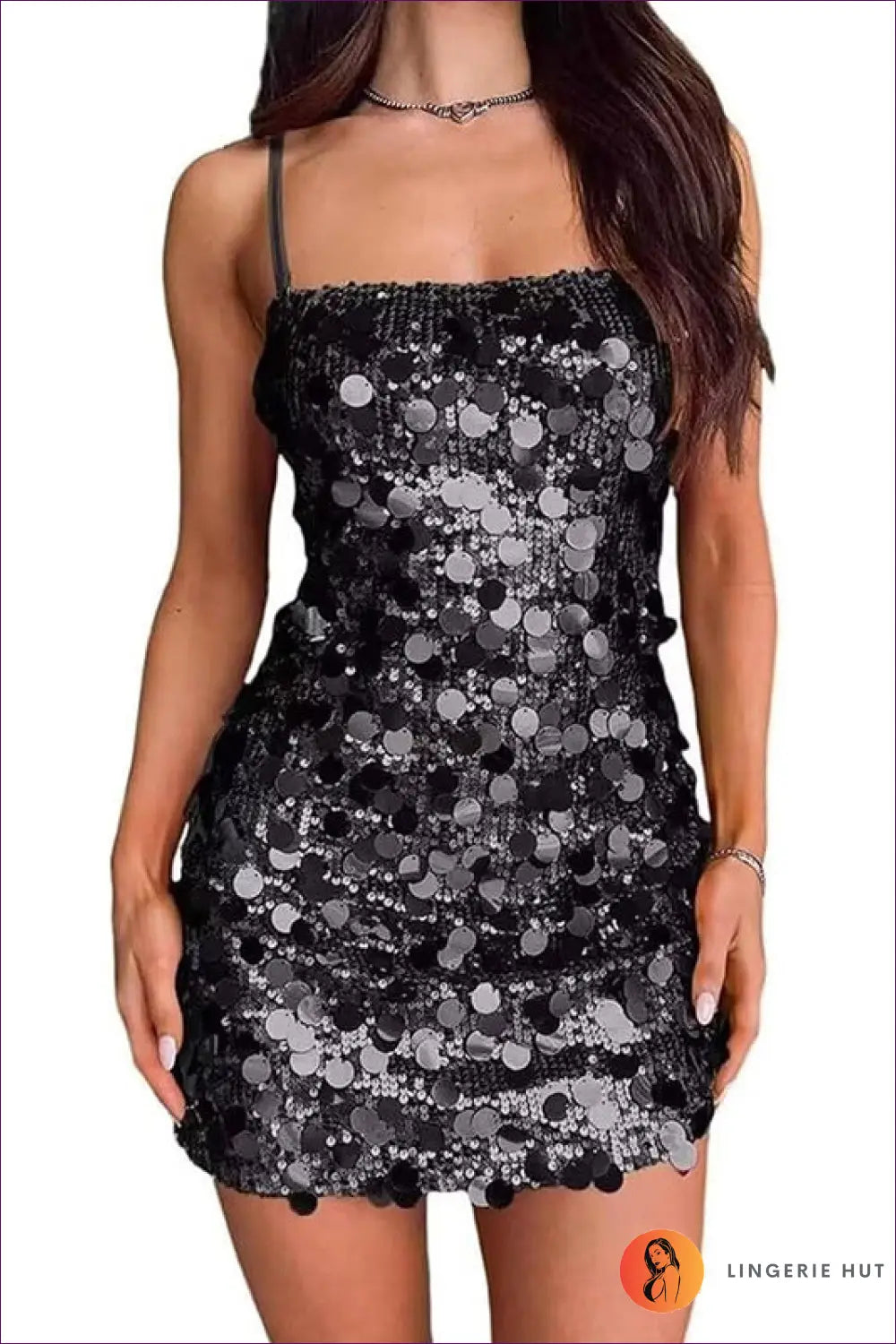 Sequin Bodycon Mini Dress - Ready for the Night out - s / Black - Dresses - Lingerie Hut - All Season • Backless