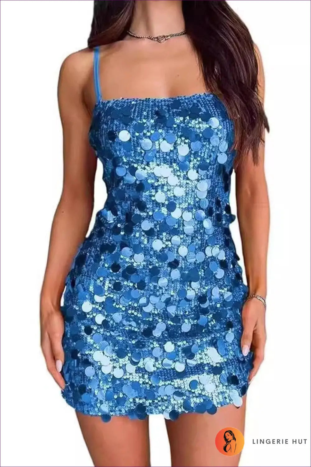 Sequin Bodycon Mini Dress - Ready for the Night out - s / Skyblue - Dresses - Lingerie Hut - All Season • Backless