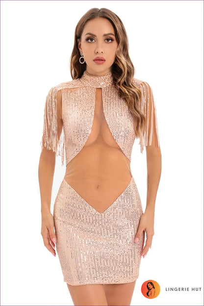 Sequin Bodycon Mini Dress - the one They’ll Ask About - s / Gold - Dresses - Lingerie Hut - Clubwear • Fishnet • Glamour
