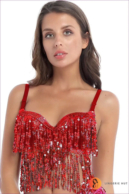 Sequin Bra Top with Beaded Detail - Festival Energy for Boho, Clubwear, Crop, Evening Wear, Glamour