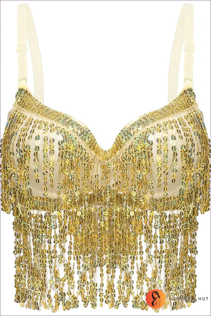 Sequin Bra Top with Beaded Detail - Festival Energy for Boho, Clubwear, Crop, Evening Wear, Glamour