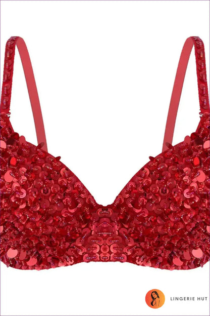 Sequin Bra Top with Beaded Detail - Festival Energy for Boho, Clubwear, Crop, Evening Wear, Glamour