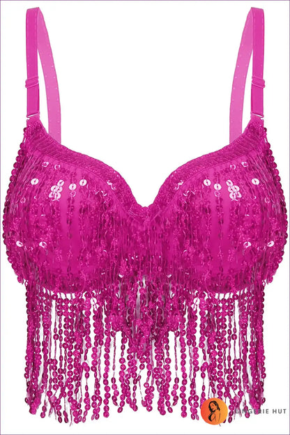 Sequin Bra Top with Beaded Detail - Festival Energy for Boho, Clubwear, Crop, Evening Wear, Glamour