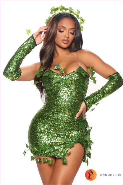 Sequin Costume Dress with Strapless Split Detail - Halloween Glamour - s / Green - just in • Party • Sexy - Lingerie Hut