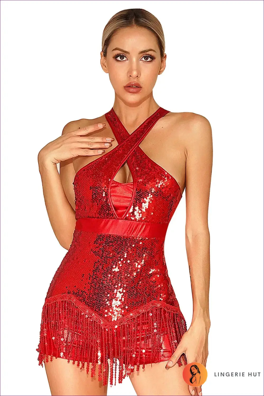 Sequin Fringe Dance Bodysuit - the one They’ll Ask About - Lingerie Hut - Activewear • Backless • Clubwear • Cutout