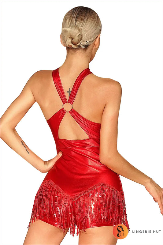 Sequin Fringe Dance Bodysuit - the one They’ll Ask About - Lingerie Hut - Activewear • Backless • Clubwear • Cutout