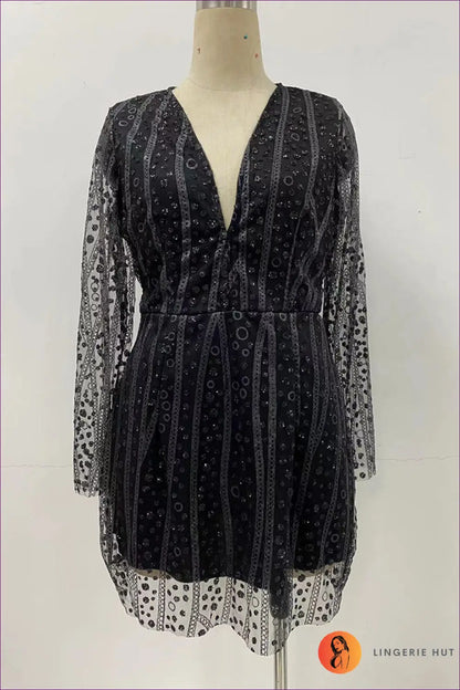 Sequin Lace Bodycon Mini Dress - Evening Glamour Defined - s / Black - Dresses - Lingerie Hut - Autumn • Evening Wear