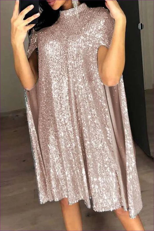 Sequin A-line Mini Dress - Understated Evening Glamour - s / Pink - Dresses - Lingerie Hut - Clubwear • Evening Wear