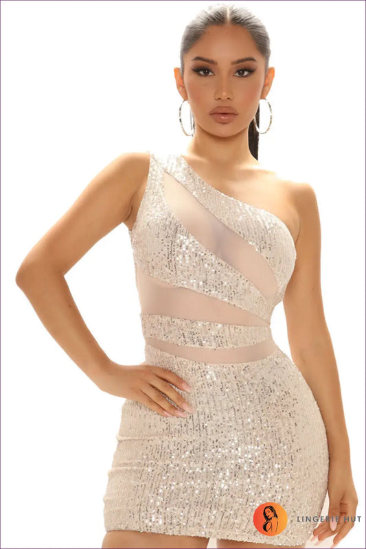 Sequin Mini Bodycon Dress - Worth a Second Look - s / Ivory - Dresses - Lingerie Hut - Evening Wear • Glamour