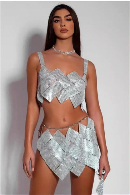 Sequin co Ord Set - the one They’ll Ask About - Outfit Sets - Lingerie Hut - All Season • Backless • Clubwear • Crop