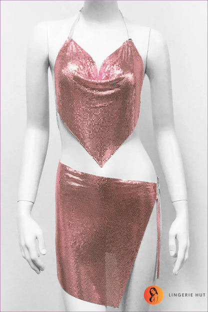 Sequin Skirt and Crop Set - not your Basic Party Look - one Size / Gold2 - co Ord - Clothing Tops - Lingerie Hut