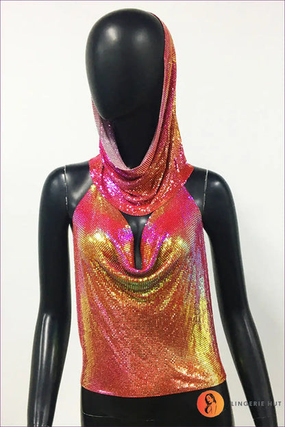 Sparkle In Style With Our Sequin Sling Headscarf Set! a Sexy, Bold Halter Tank Made From Innovative Metal