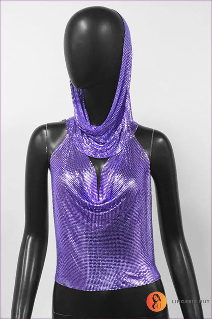 Sparkle In Style With Our Sequin Sling Headscarf Set! a Sexy, Bold Halter Tank Made From Innovative Metal