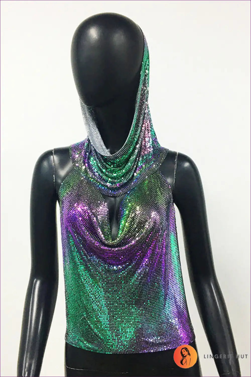 Sparkle In Style With Our Sequin Sling Headscarf Set! a Sexy, Bold Halter Tank Made From Innovative Metal