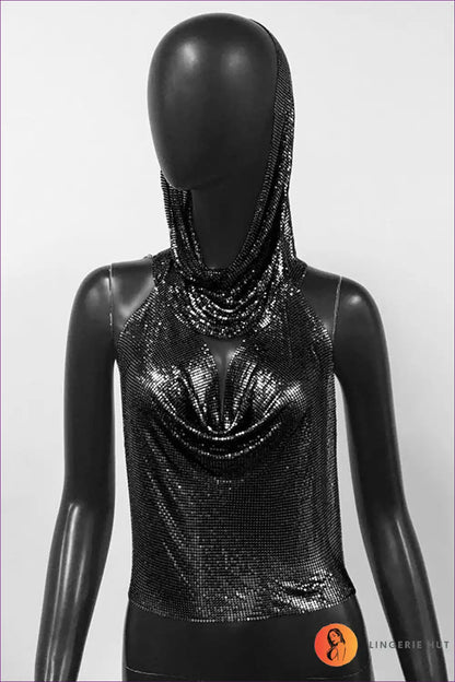 Sparkle In Style With Our Sequin Sling Headscarf Set! a Sexy, Bold Halter Tank Made From Innovative Metal