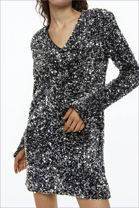 Babes, It’s Time To Amp Up Your Wardrobe With Our Sequin Sparkle Bodycon Dress. This Isn’t Just a Dress;