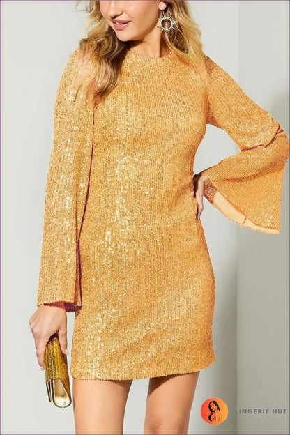 Sequined Mini Bodycon Dress - Effortless Evening Glamour - s / Gold - Dresses - Clothing • Lingerie Hut