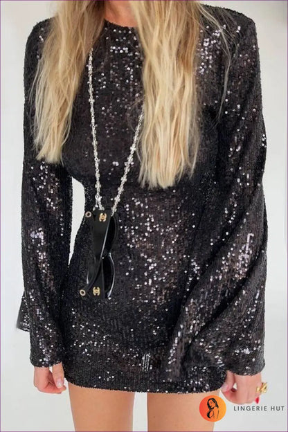 Sequined Mini Bodycon Dress - Effortless Evening Glamour - s / Black - Dresses - Clothing • Lingerie Hut