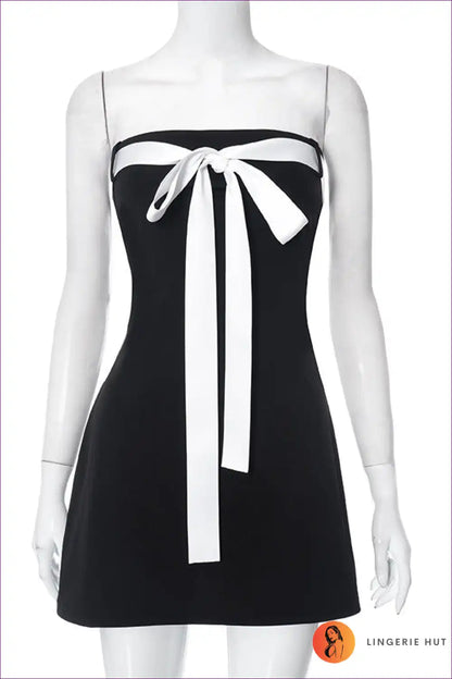 Unleash Your Allure With Lingerie Hut’s Sexy Backless Bow Tube Top Mini Dress. Design, Bow Tie Element,