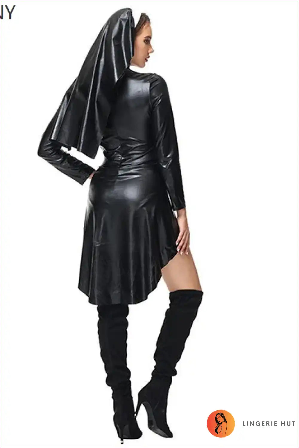 Sexy Black Nun Costume - Sinfully Bold for Costume, Leather, Nun, Sexy, Shiny