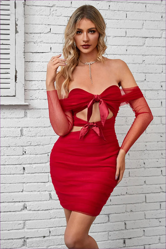 Turn Heads With Lingerie Hut’s Sexy Cut-out Bodycon Mini Dress. Off-shoulder Elegance Meets Cut-out Detail.