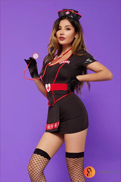 Dive Into Temptation Embrace Daring Fashion In a Nurse Role-play Attire Infused With Night Club Chic! Capture