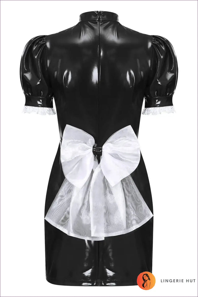 Sexy French Maid Costume with Glossy Finish - After-Dark Fun