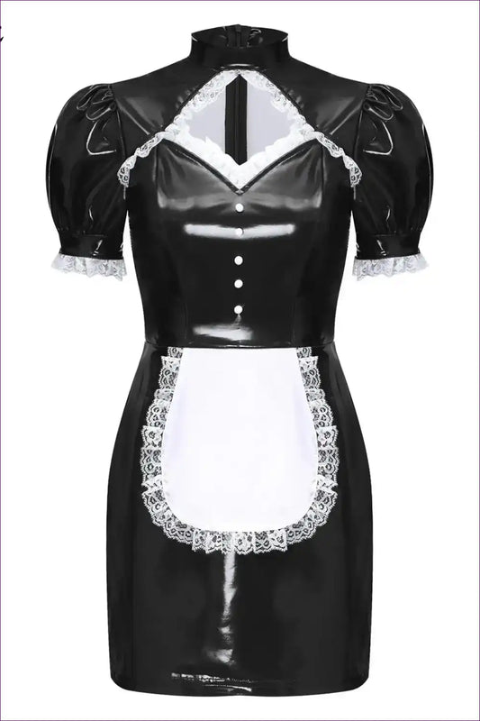 Sexy French Maid Costume with Glossy Finish - After-dark Fun for Bodycon, Boudoir, Costume, just In, Lace