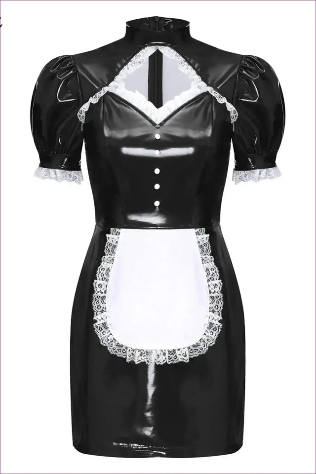 Sexy French Maid Costume with Glossy Finish - After-Dark Fun