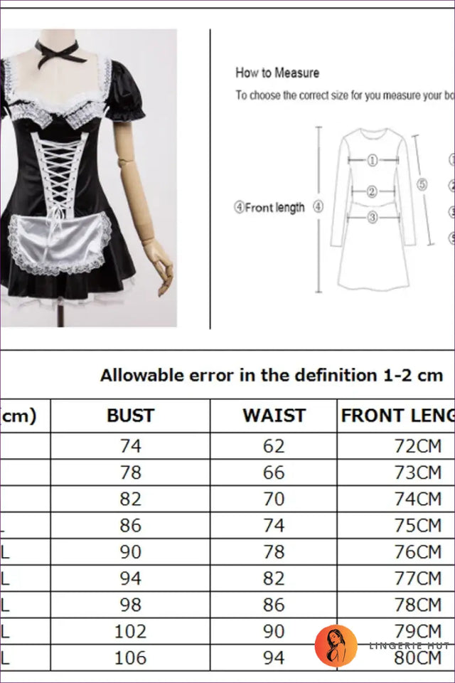 French Maid Costume with Lace & Glossy Apron - Playful Fantasy Nights