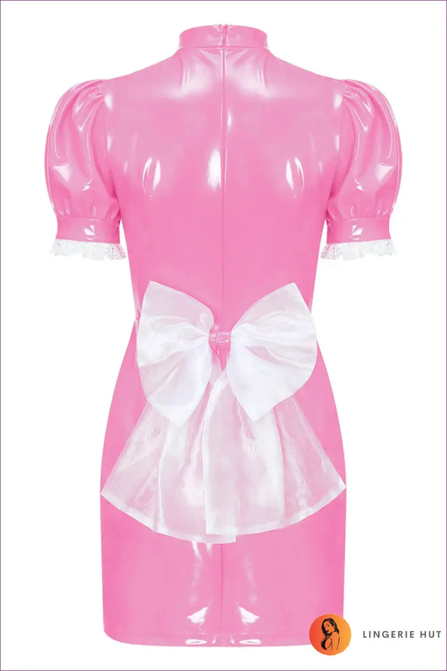 Pink Wet Look Costume with Apron