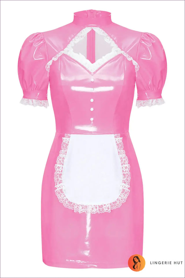 Pink Wet Look Costume with Apron