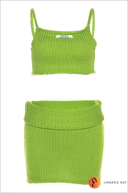 Embrace Your Sexiness With Our Sleek & Stylish Summer Set! Knitted Crop Top High Waist Wrap Skirt