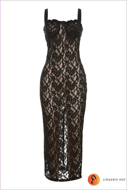 Turn Heads With The Sexy Lace Slim See-through Dress. Crafted From High-quality Polyester, This Dress Offers