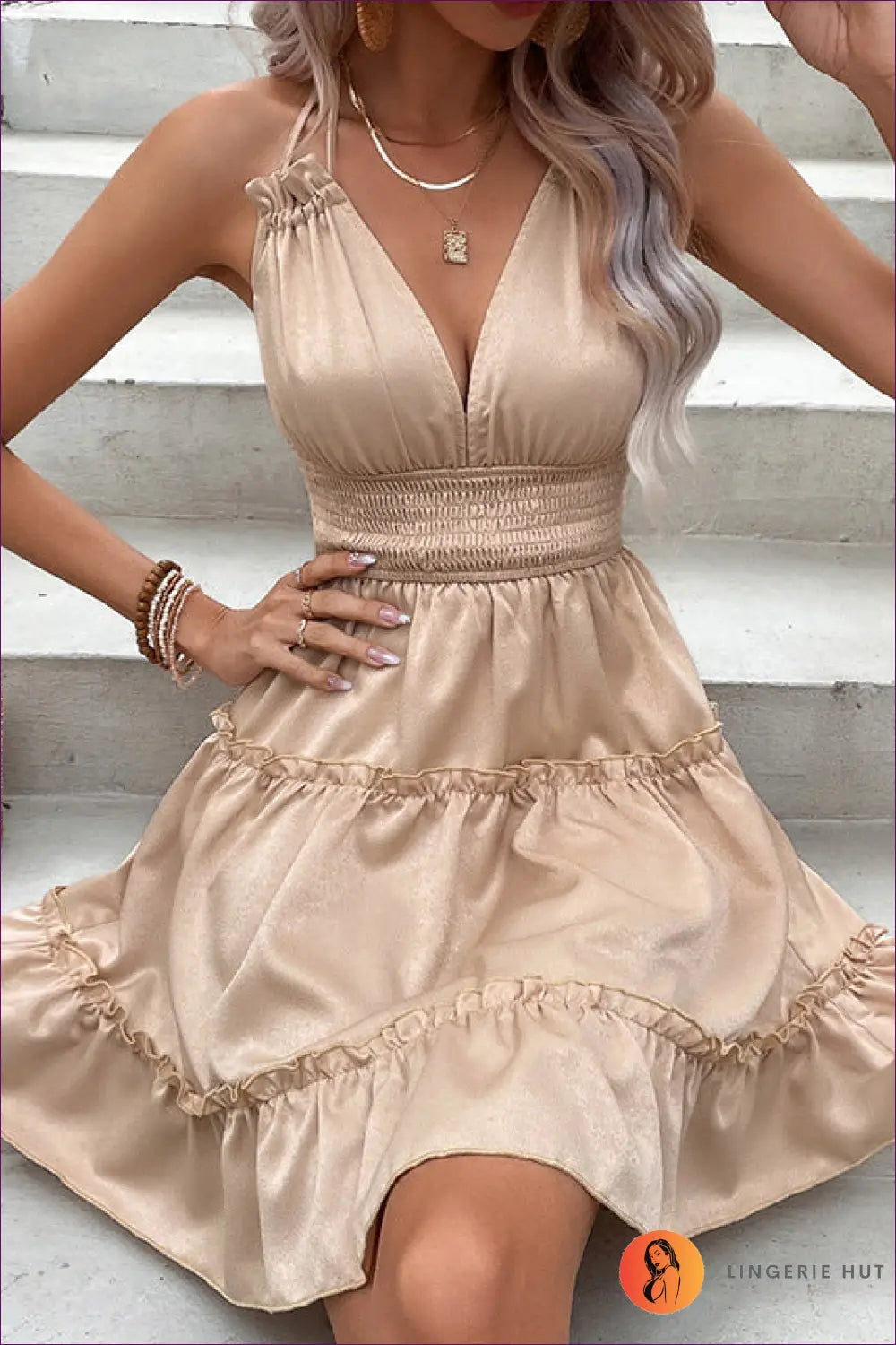 Sexy Lace v Neck Sling Dress - Elegant Summer Nights